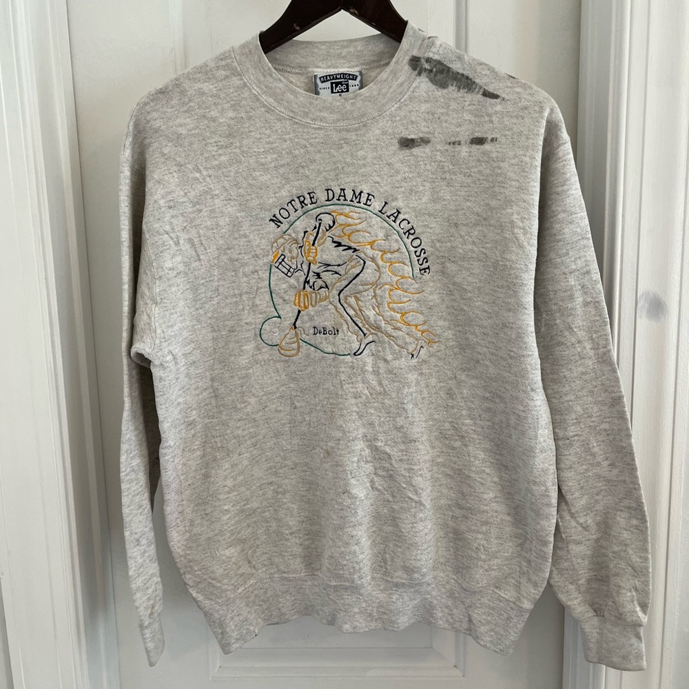 Vintage Notre Dame Lacrosse Crewneck Lee Sport Tag Sz S